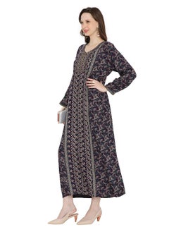 HANA & SARA UNIQUE THREAD EMBROIDERY WITH SMALL STONE WORK LONG VISCOSE ARABIC KAFTAN FARASHA DRESS  - Image 4