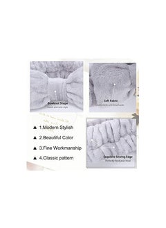 ORiTi 2 Pack Bow Hair Band Women Facial Makeup Head Band Soft Coral Fleece Head Wraps For Shower Washing Face  - Image 2