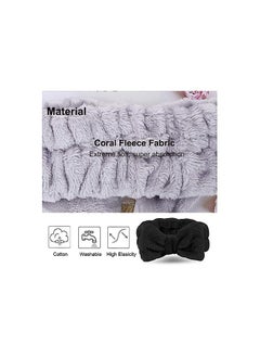 ORiTi 2 Pack Bow Hair Band Women Facial Makeup Head Band Soft Coral Fleece Head Wraps For Shower Washing Face  - Image 3