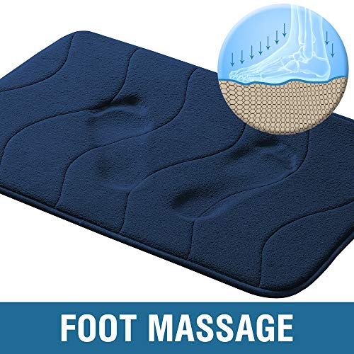Flamingo P Memory Foam Bath Rugs Soft Absorbent Mat for Bathroom Non Slip Mats, 24x17,Navy - Image 3