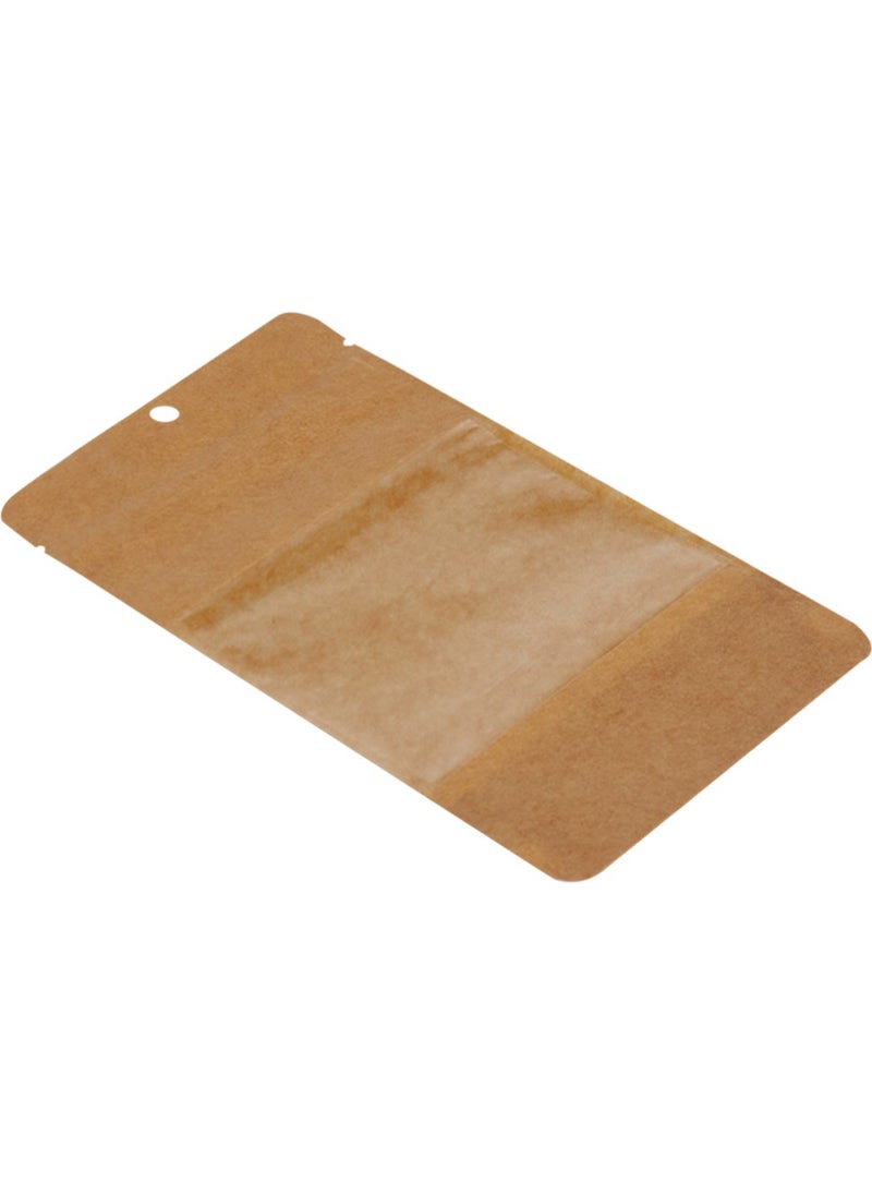 Packanya 11x18,5x3,5 Cm-100 Pieces Kraft Doypack with Wide Window  - Image 1