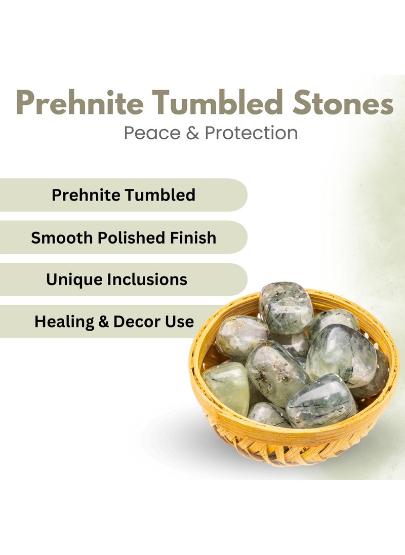 Plus Value Plus Value Prehnite Tumbled Pebbles Stones Polished for Vastu Feng Shui Chakra Aura Personal Reiki Healing Crystals 200 Grams With Basket  - Image 5