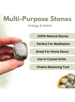 Plus Value Plus Value Prehnite Tumbled Pebbles Stones Polished for Vastu Feng Shui Chakra Aura Personal Reiki Healing Crystals 200 Grams With Basket  - Image 3