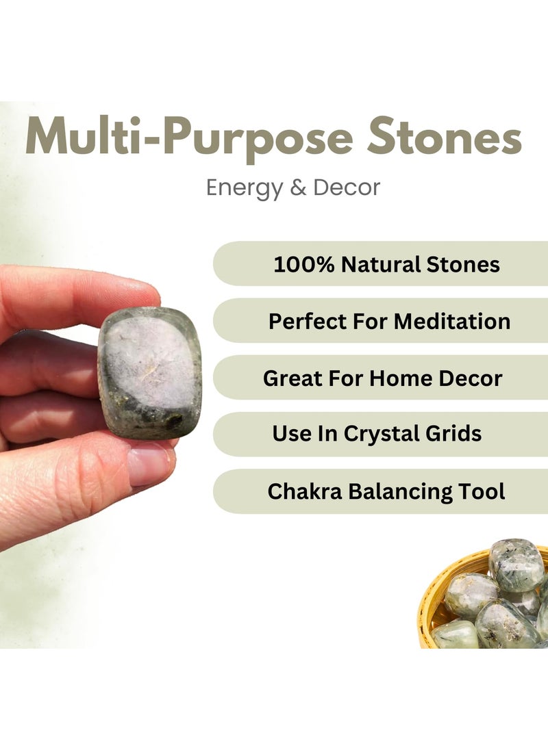Plus Value Plus Value Prehnite Tumbled Pebbles Stones Polished for Vastu Feng Shui Chakra Aura Personal Reiki Healing Crystals 200 Grams With Basket  - Image 3