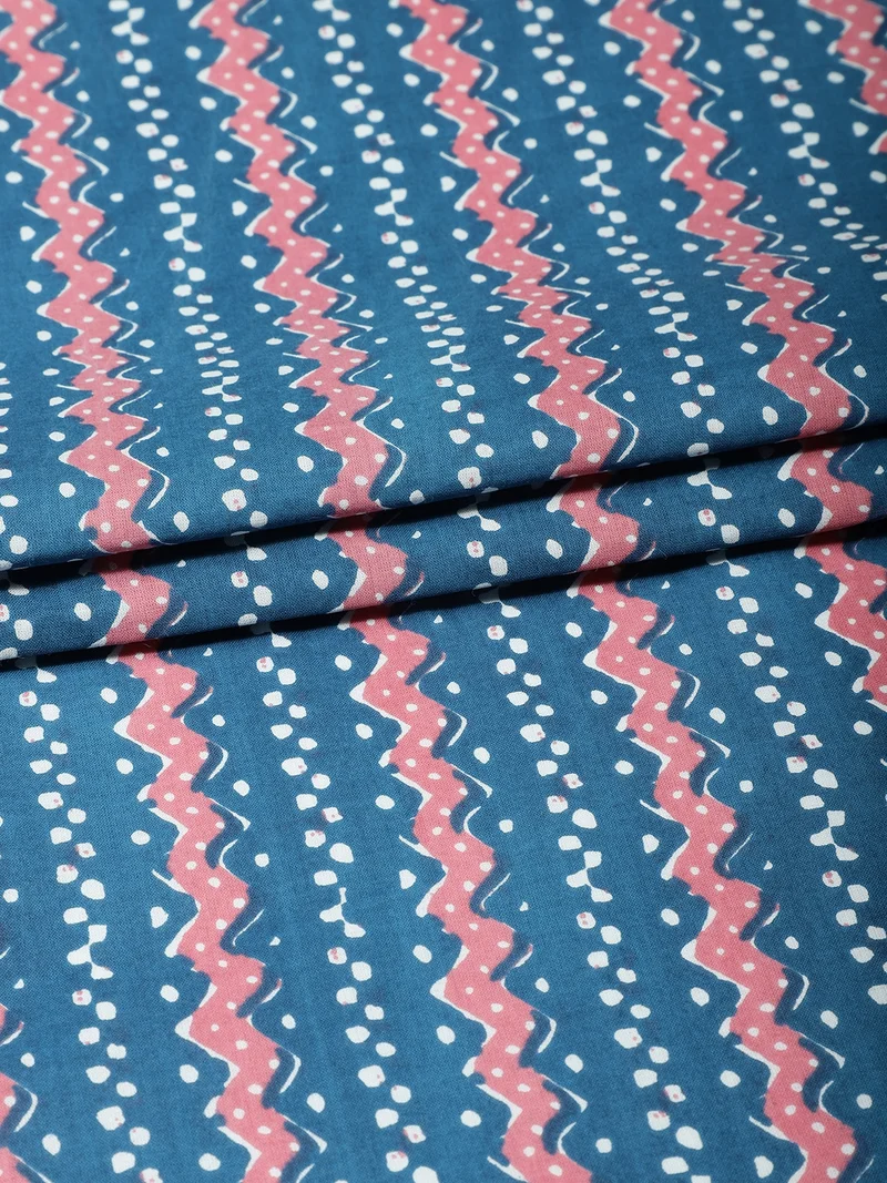 أيه كيه إس Teal Blue & Pink Wave Dot Print Fabric