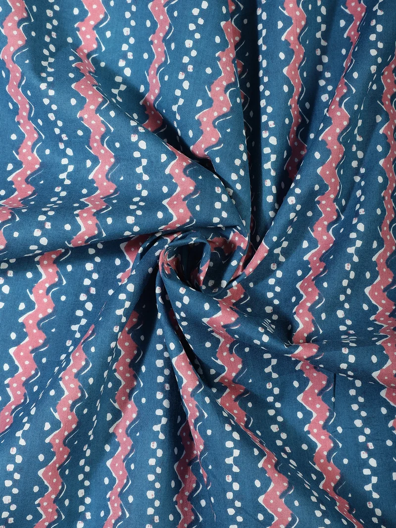 أيه كيه إس Teal Blue & Pink Wave Dot Print Fabric