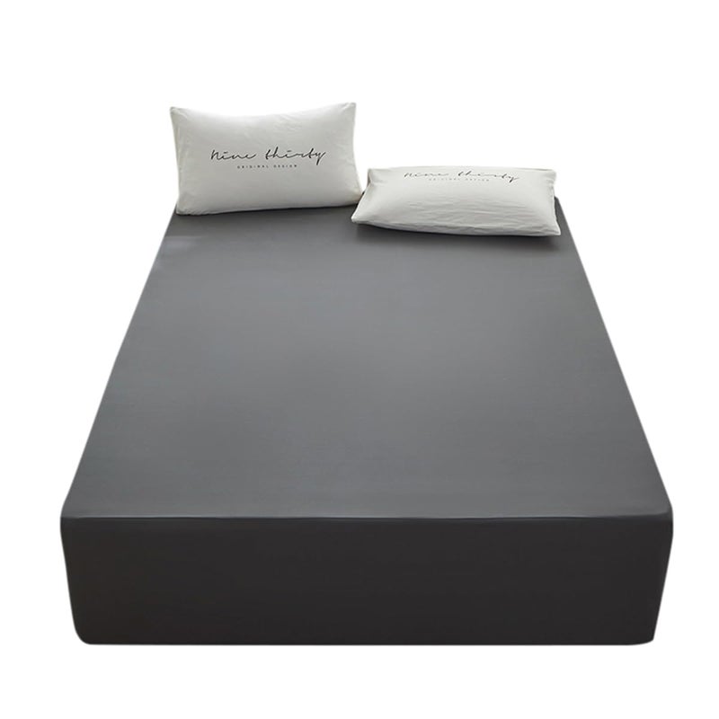 rushrushlulu Bedding Twin Size Fitted Sheet Only-Twin Size Deep Pocket Bottom Sheet Fits 15inches Bed Matress Sheet Soft and Microfiber-Easy Care-Dark Gray - Image 1