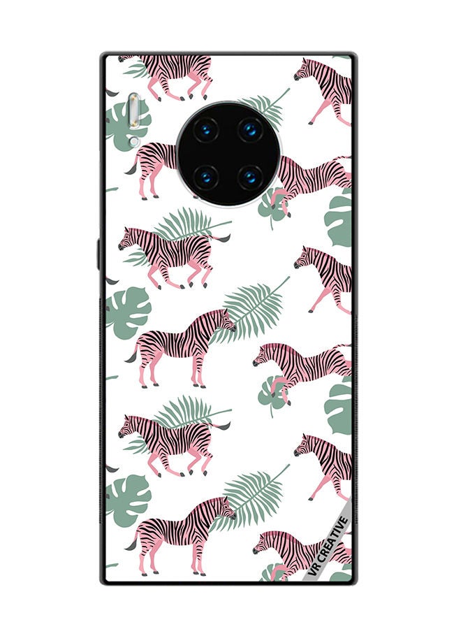 VR CREATIVE Protective Case Cover For Huawei Mate 30 Pro Vector Zebra And Palm Leaves Isolated On White Design Multicolour - Image 1