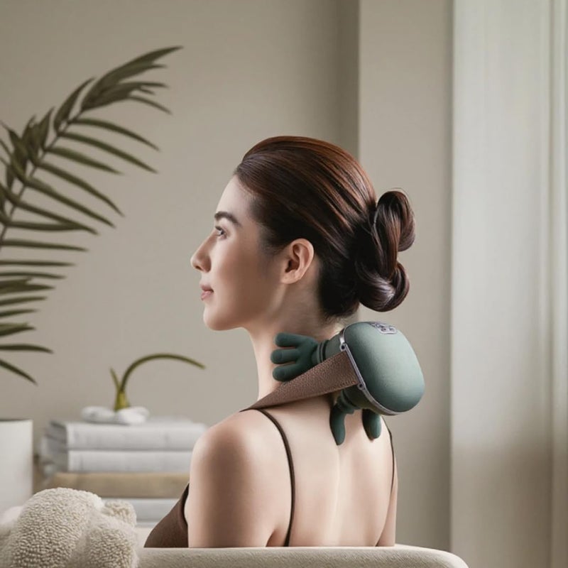 ZoserX - Bionic Heated Massager, Wireless Portable Shiatsu Neck and Back Massager, Electric Deep Tissue 4D Kneading Massage, Simulated Human Hand Design for Pain Relief and Muscle Relax (Green) - Image 2
