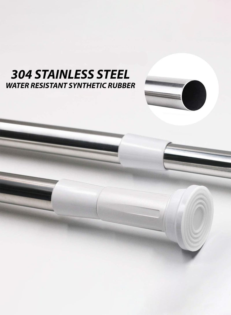 Toshionics Adjustable Telescopic Curtain Rod Rust-Resistant Aluminum 140-260cm Extendable Non-Slip Tension Rod for Shower Closet Balcony & Living Room No Drilling Required - Image 2