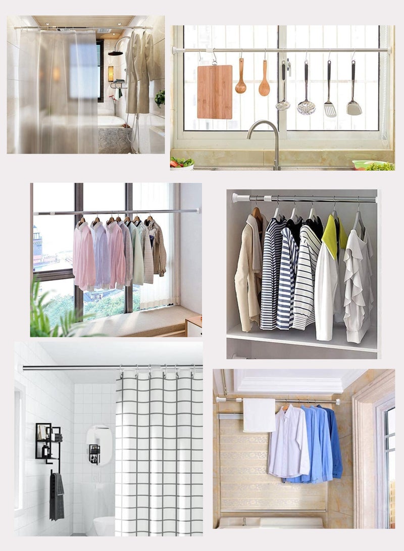 Toshionics Adjustable Telescopic Curtain Rod Rust-Resistant Aluminum 140-260cm Extendable Non-Slip Tension Rod for Shower Closet Balcony & Living Room No Drilling Required - Image 5