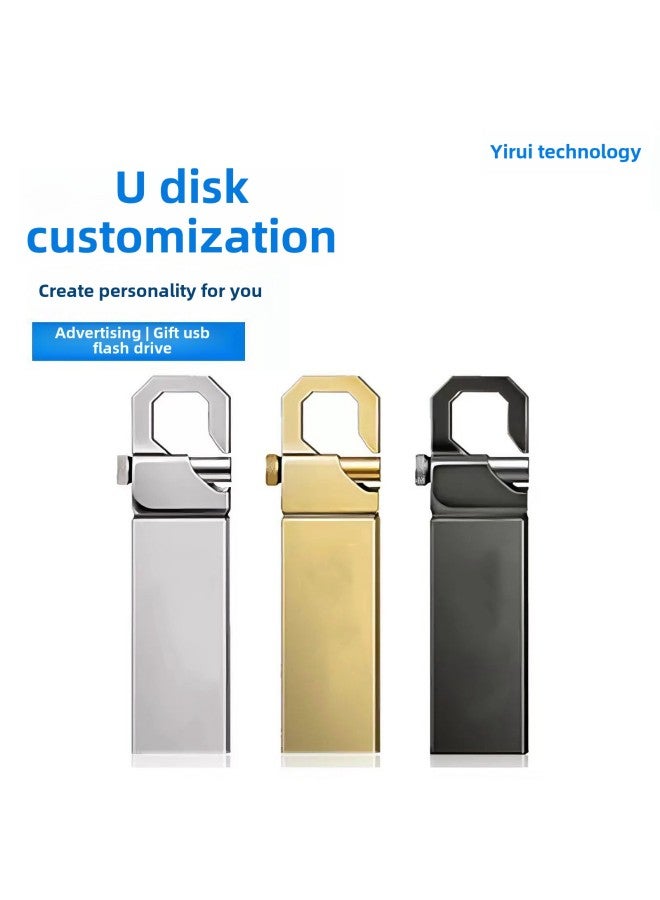 Hot-selling Large-capacity U Disk 64G Metal Gift Enterprise Bidding Advertising U Disk Distribution Can Be Expanded-Colour:Gold-Capacity:64GB - Image 1