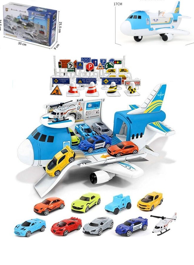 Bukela Cargo Plane Toy Play Set for Kids, Includes 1 Helicopter and 8 Cars - Diecast Aircraft,  Transport and Cargo Carrier - Image 2