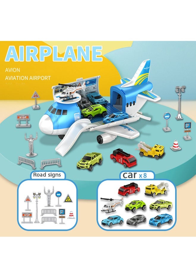 Bukela Cargo Plane Toy Play Set for Kids, Includes 1 Helicopter and 8 Cars - Diecast Aircraft,  Transport and Cargo Carrier - Image 1
