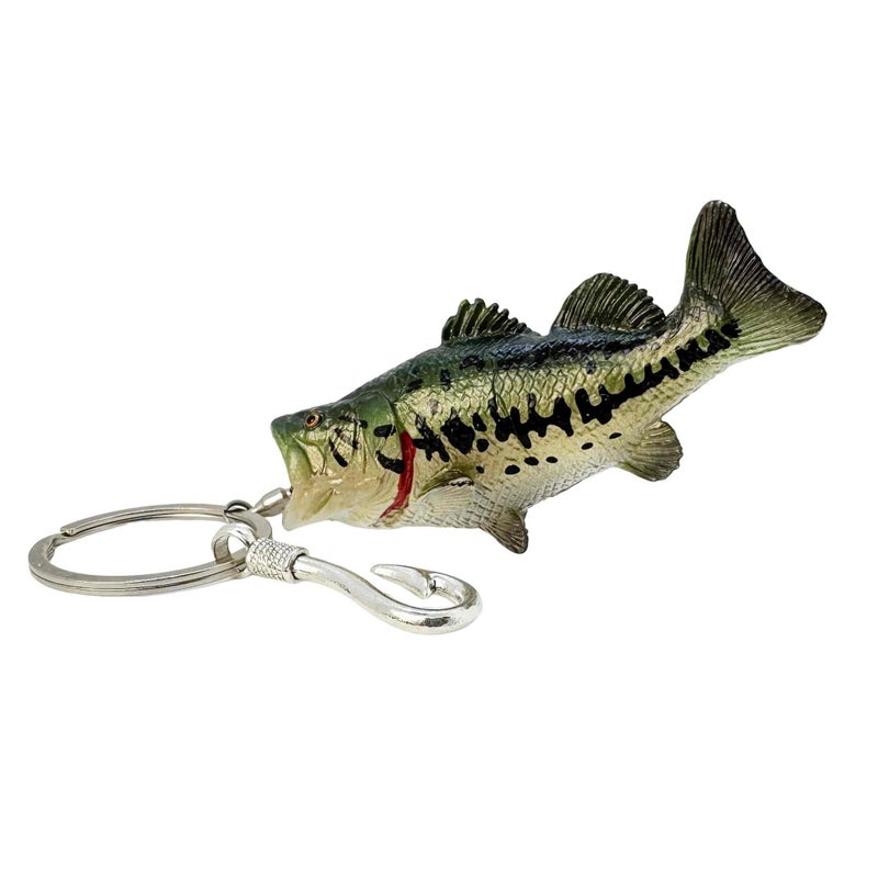 sunaeset Bass Fishing Keychain Gifts, Bass Fish Key Chain For Men, Cool Fishing Keychain Stuff Funny For Fishing Lovers Fisherman For Dad Boyfriends Stocking Stuffers Birthday Christmas Animal Accessories - Image 1