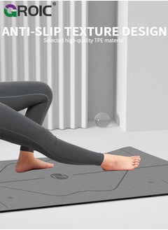 GROIC Yoga Mat, Extra Wide 72"x 31.9" x 0.24" Pilates Fitness Mats with Alignment Marks, Non Slip Fitness Yoga Mats, Exercise Mats for Yoga Pilates Home Floor Workout with Carrying Sling and Storage Bag  - Image 4
