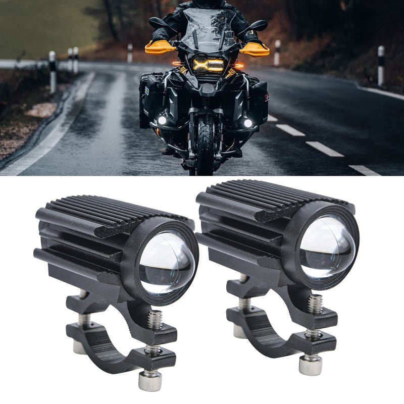 YOMTOVM 12000LM Motorcycle LED Driving Lights Mini Fog Lights 60W 6000K Super Bright Amber White Aux Spotlight for Motorcycle Truck ATV SUV Car Yacht 2 Pack