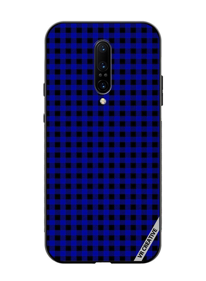 VR CREATIVE Protective Case Cover For OnePlus 7 Pro Blue And Black Buffalo Plaid Texture Checkered Seamless Pattern Design Multicolour - Image 1