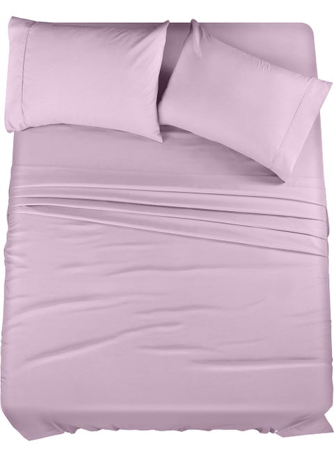 Utopia Bedding King Bed Sheets Set - 4 Piece Bedding - Brushed Microfiber - Shrinkage and Fade Resistant - Easy Care (King  Lavender)