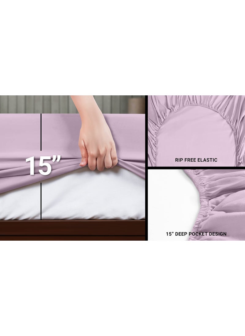 Utopia Bedding Utopia Bedding King Bed Sheets Set - 4 Piece Bedding - Brushed Microfiber - Shrinkage and Fade Resistant - Easy Care (King  Lavender)  - Image 5