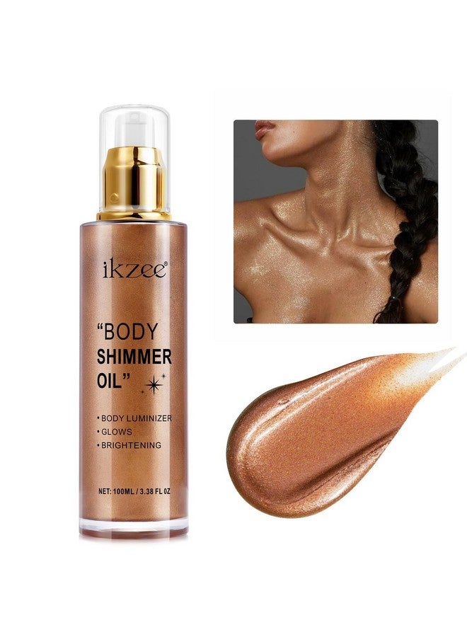 UCANBEMAKEUP Body Shimmer Oil 100Ml, Moisturizing Long Lasting Body Luminizer Face Brighten, Waterproof Liquid Illuminator Body Glow, Shimmer Body Glitter Oil Highlighter Summer Glowing Makeup (#03 Bronze Gold) - Image 1
