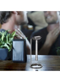 Linkidea Stainless Steel Safety Razor Stand, Shaving Razor Holder, Deluxe Men's Travel Shaver Stand, Compatible with Long Handle Safety Razor, Fusion 5, ProShield, Mach 3 (Silver/Polished Chrome)  - Image 5