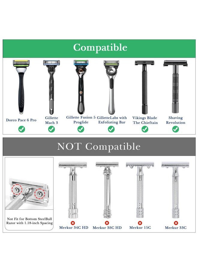 Linkidea - Stainless Steel Safety Razor Stand, Shaving Razor Holder, Deluxe Men's Travel Shaver Stand, Compatible with Long Handle Safety Razor, Fusion 5, ProShield, Mach 3 (Silver/Polished Chrome) - Image 1
