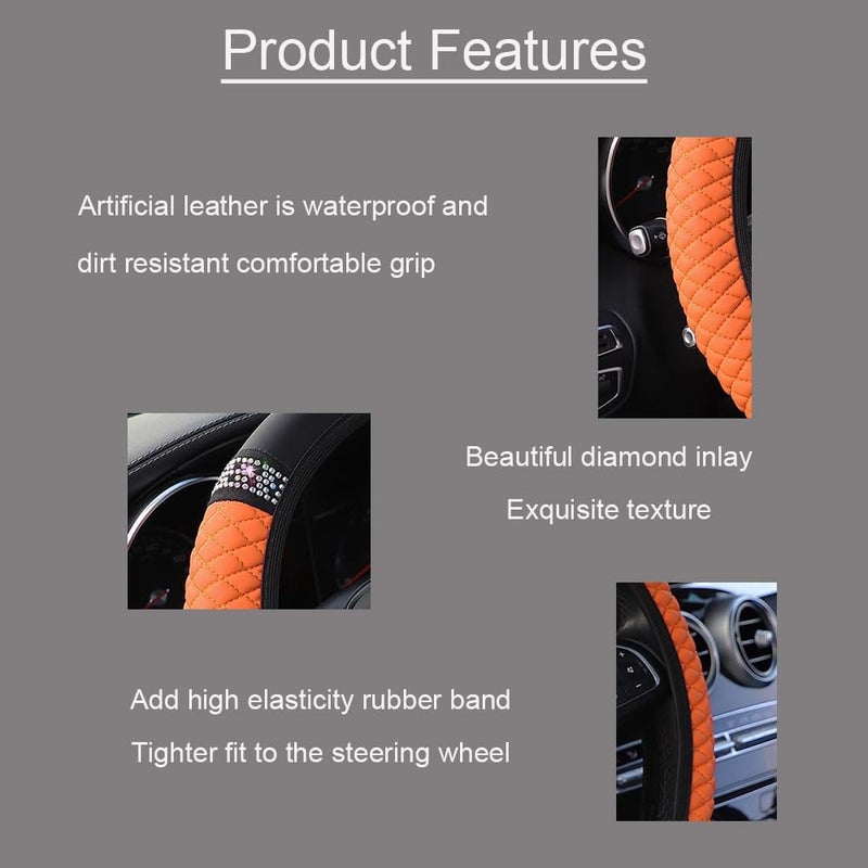WLERIR Microfiber Leather Steering Wheel Cover with Anti-Slip Lining Universal Car Accessory for Steering Wheel with a Diameter of 14.5-15 inch (Black) - Image 2