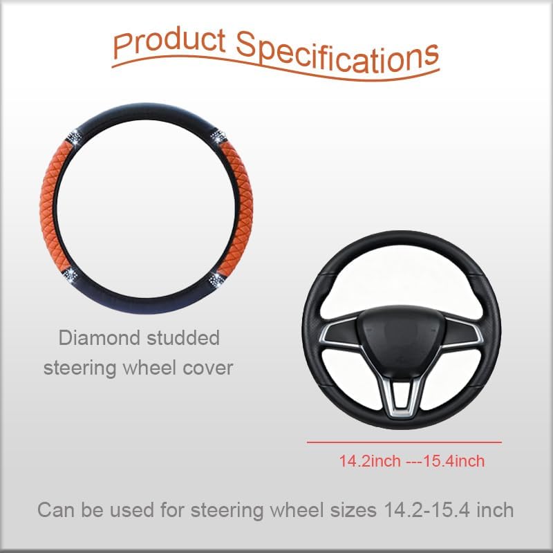 WLERIR Microfiber Leather Steering Wheel Cover with Anti-Slip Lining Universal Car Accessory for Steering Wheel with a Diameter of 14.5-15 inch (Black) - Image 1