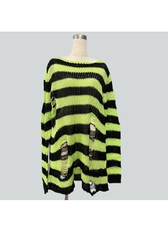 Generic Mohair new European and American Foreign trade loose striped sweater Women's Mid-length pullover ripped thin wool sweater  - Image 4