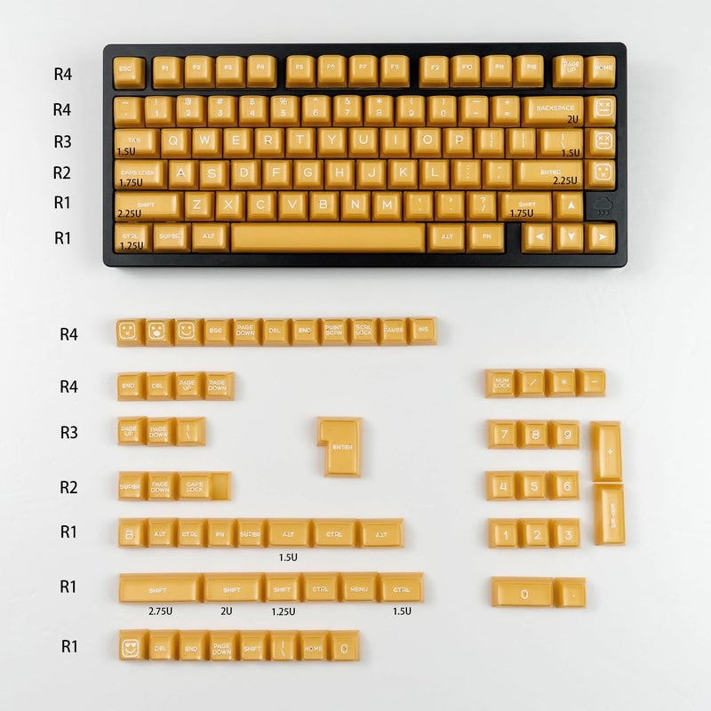 Sumgsn 142 Keys PBT Doubleshot Transluent Keycaps Yellow SA Profile Keycaps Set Fit for 61/64/87/104/108 Cherry Mx Switches Mechanical Keyboard - Image 5
