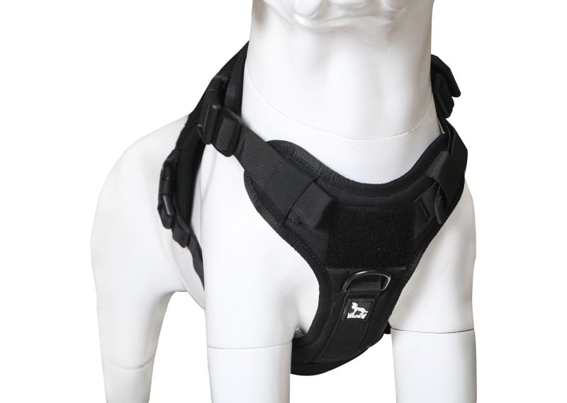 WapaW Dog Tactical Harness No-Pull Pet Harness Adjustable Outdoor Pet Vest Army Standard Material Vest for Dogs Easy Control for Small Medium Large Dogs (XL, Tactical Black) - Image 4