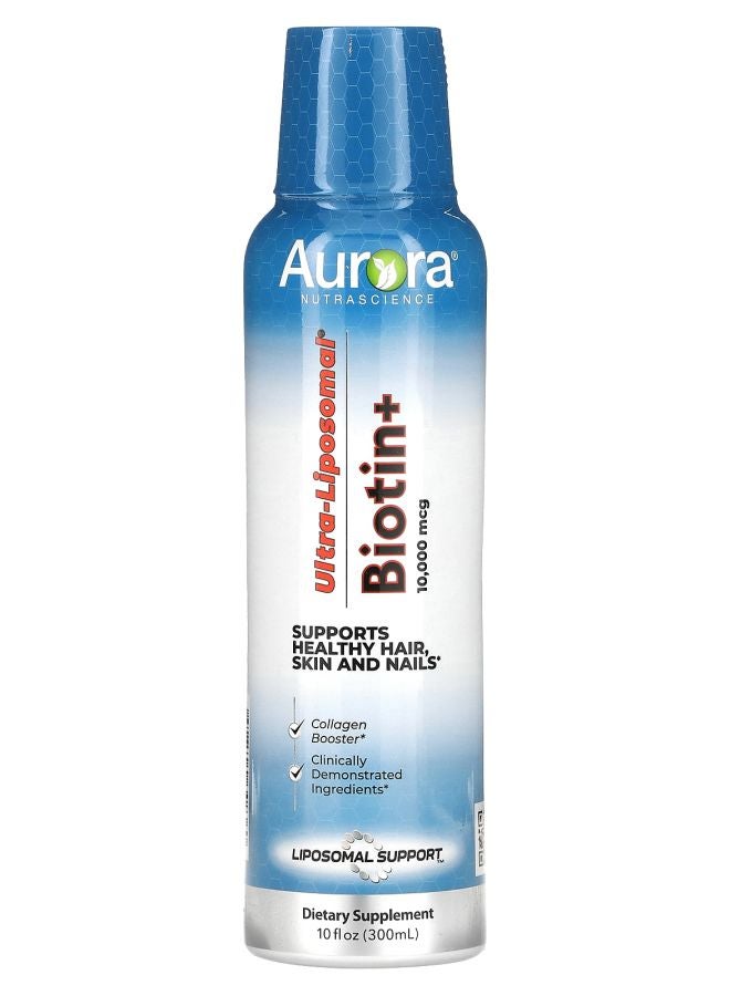 Aurora Nutrascience Ultra-Liposomal Biotin+ 10000 mcg 10 fl oz (300 ml) (5000 mcg per Tsp) - Image 1