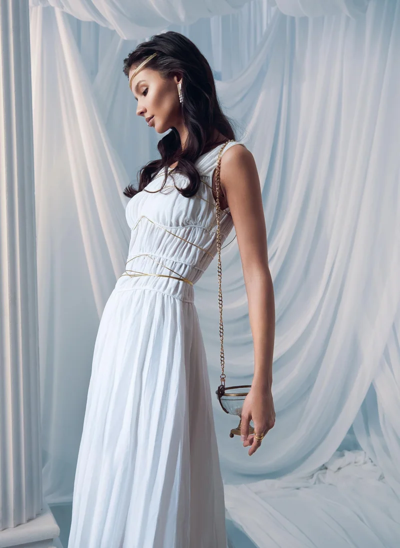 Lichi Maxi dress with small gathers on the bodice
