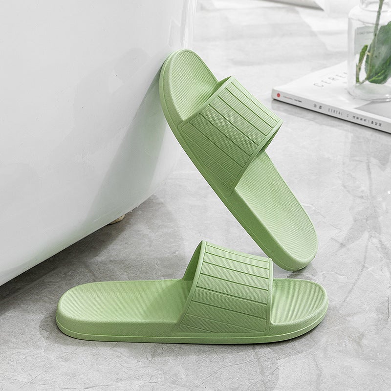 Slippers for women and men simple summer go out to wear home with soft bottom bathroom non-slip lovers bath beach sandals wholesale Light green - Image 5