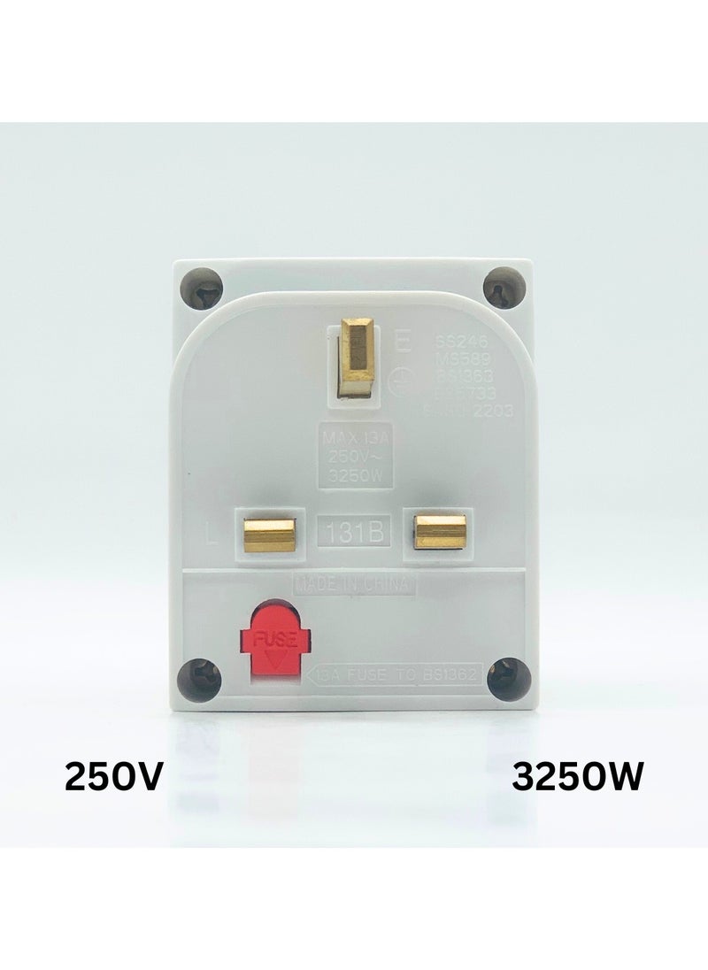 Panvil - Travel Adapter with switch and light Multi Plug 3 Sockets with 3 Switches and Indicator for Home and Office Use | High Quality | Easy to Carry | 13A,Worldwide All in One Universal Power Wall Charger AC Power Plug Adapter| 250V | 3250W (White and Blue) - Image 1