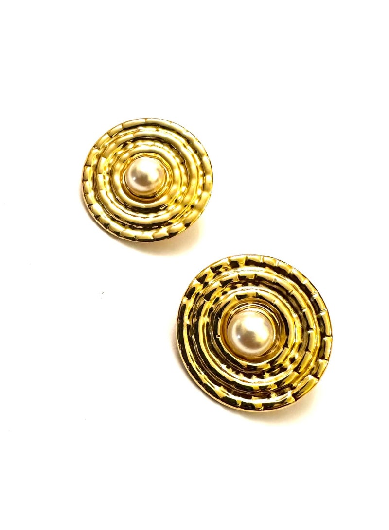 Trio Earrings Halo Pearl Studs - Image 2