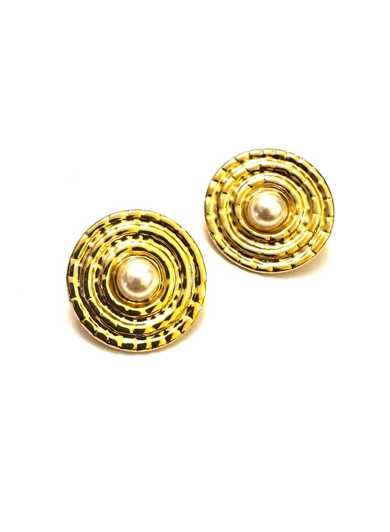 Trio Earrings Halo Pearl Studs - Image 3