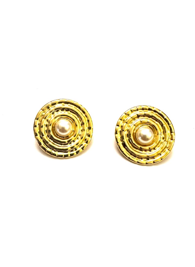 Trio Earrings Halo Pearl Studs - Image 1