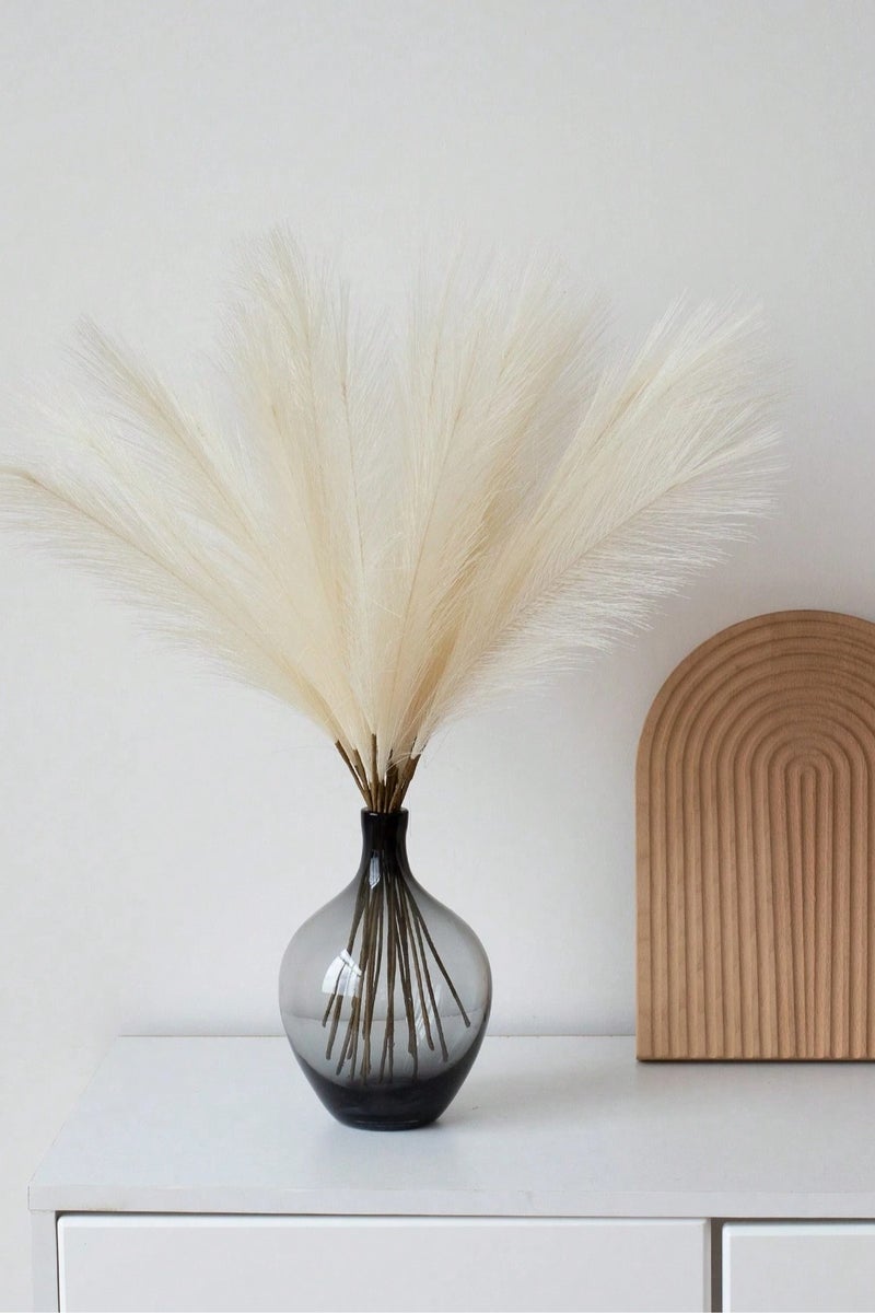 Artificial Dried Plant Decor – Soft Pampas Grass in Beige – Set of 20 Pieces Elegant and soft artificial pampas grass in a beautiful beige color. This set of 20 stems adds a luxurious and delicate decorative touch to any space. Perfect for use as a stylish accessory in home décor, flower vases, photo shoots, and special occasions. - Image 5