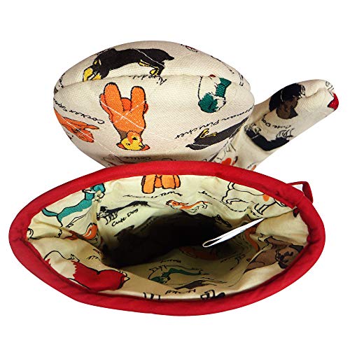 RED LMLDETA Oven Mitts Cotton Fashion Cute Dog Design 1pair Heat Resistant Oven Gloves Safe Cooking Baking Grilling Barbecue Machine Washable Pot Holders (Oven Mitts Dog Flower) - Image 4