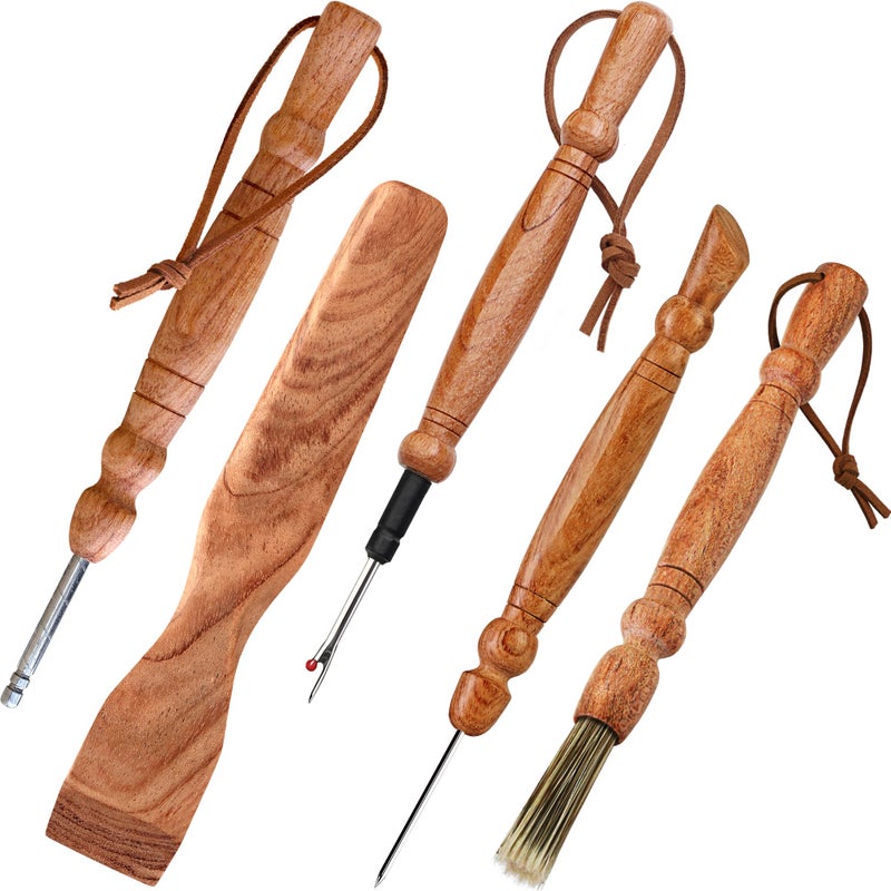 SAVINA Set 5 Wooden Sewing Tool - Seam Ripper, Seam Press, Stiletto, Basting Pin Tool, Cleaning Brush - Premium Hardwood Handles for Quilting & Hand Sewing - Image 1