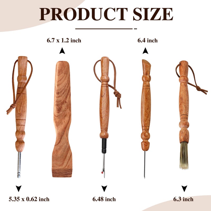 SAVINA Set 5 Wooden Sewing Tool - Seam Ripper, Seam Press, Stiletto, Basting Pin Tool, Cleaning Brush - Premium Hardwood Handles for Quilting & Hand Sewing - Image 5