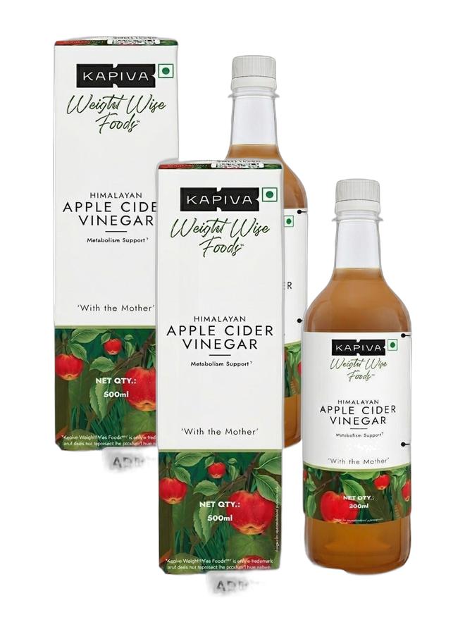 Kapiva Himalayan Apple Cider Vinegar with Mother 500ml | Raw, Unpasteurized & Unfiltered ACV | Helps with Digestion & Weight Management | Pack of 2 - Image 1