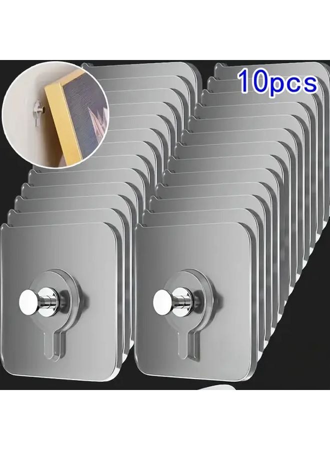 10 Pcs Modern Wall Mounted Adhesive Hooks No Drilling Strong Plastic Utility Hooks - Image 1