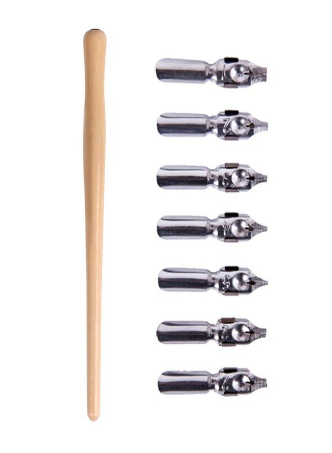 LRS 7 Nib Calligraphy Dip Pen Set With Wooden Holder - Image 5