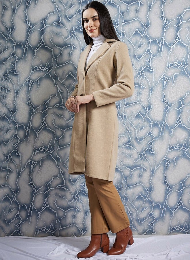 Athena Beige Woollen Trench Coat for Women - Image 3