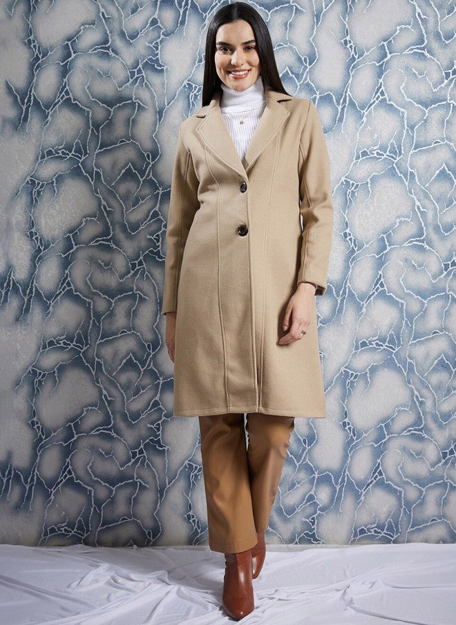 Athena Beige Woollen Trench Coat for Women - Image 5