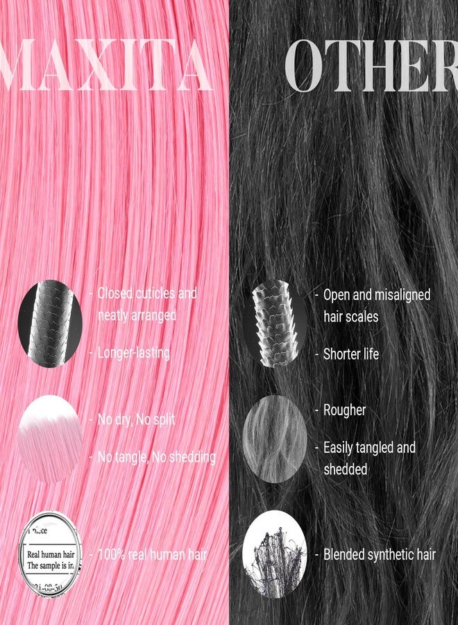 MAXITA PeachPink Clip in Hair Extensions Real Human Hair 18inch 35g 6Pcs Remy Human Hair Clip in Extensions for Kids Women Colorful Hair Pieces Pop-up Style Straight Extensiones - Image 3