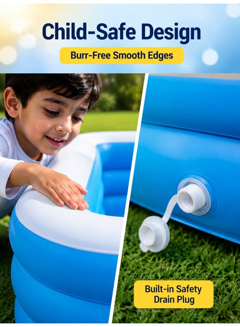 260cm Large Inflatable Swimming Pool with Pump, Thickened PVC Family Pool for Kids and Adults, Safe Non-Toxic, Easy to Set Up, Outdoor Backyard Summer Water Fun - Image 3